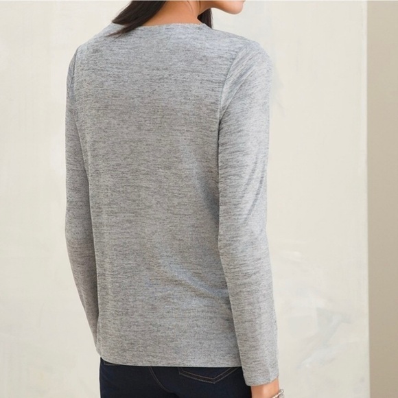 Chico’s KNIT TOP METALLIC Gold DRAPE Cowl Neck TOP Blouse - Picture 5 of 13